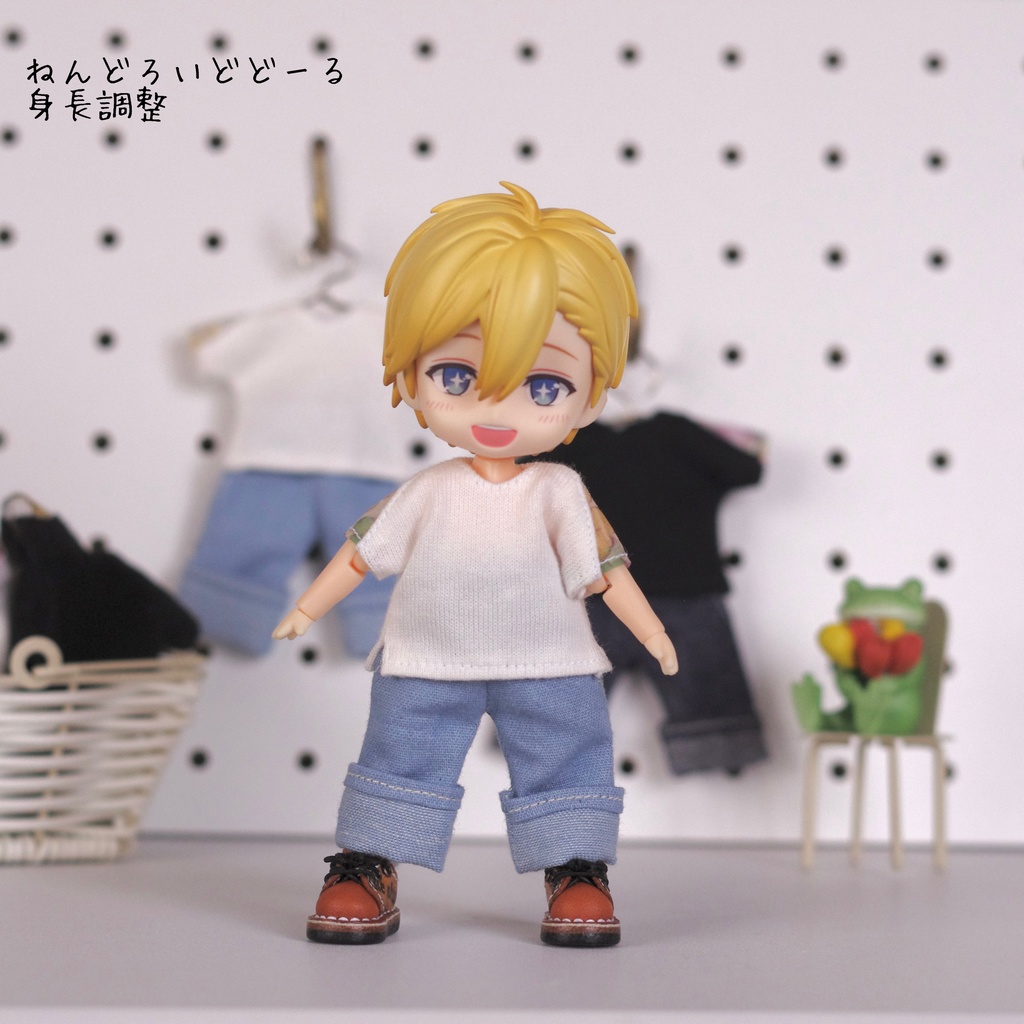 肩シースルーTシャツ＋ロールアップデニム／オビツ11・ねんどろいどどーる