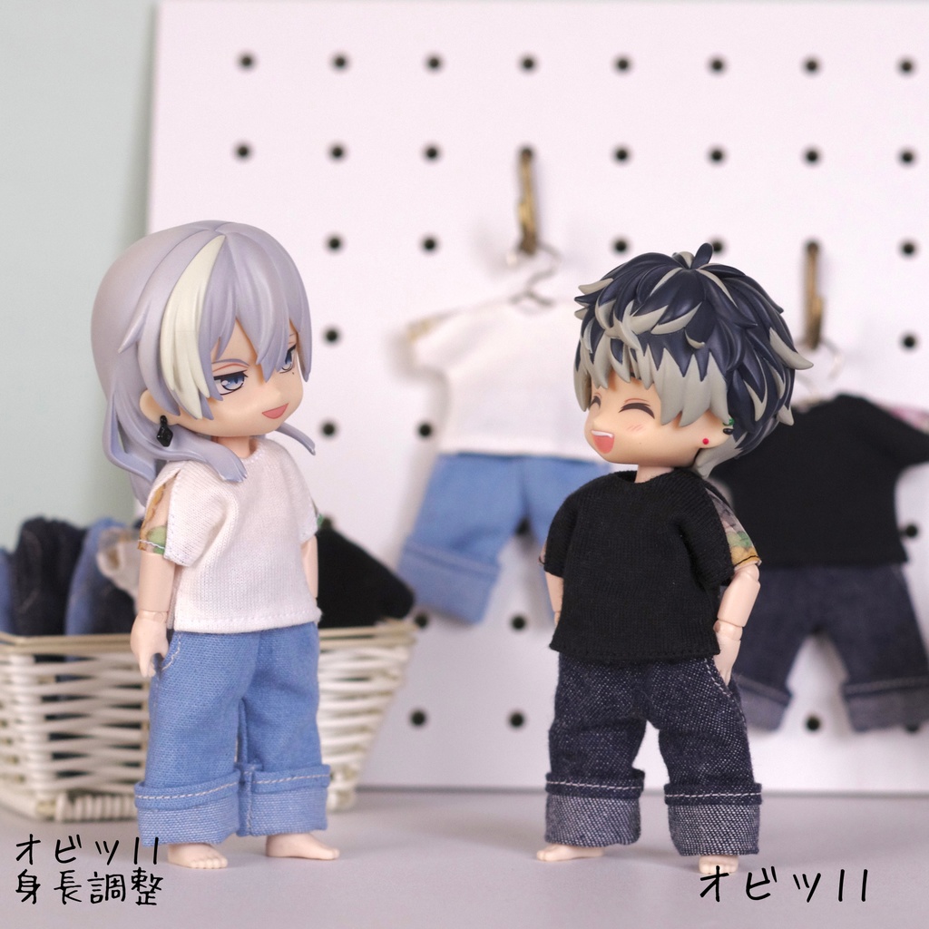 肩シースルーTシャツ＋ロールアップデニム／オビツ11・ねんどろいどどーる