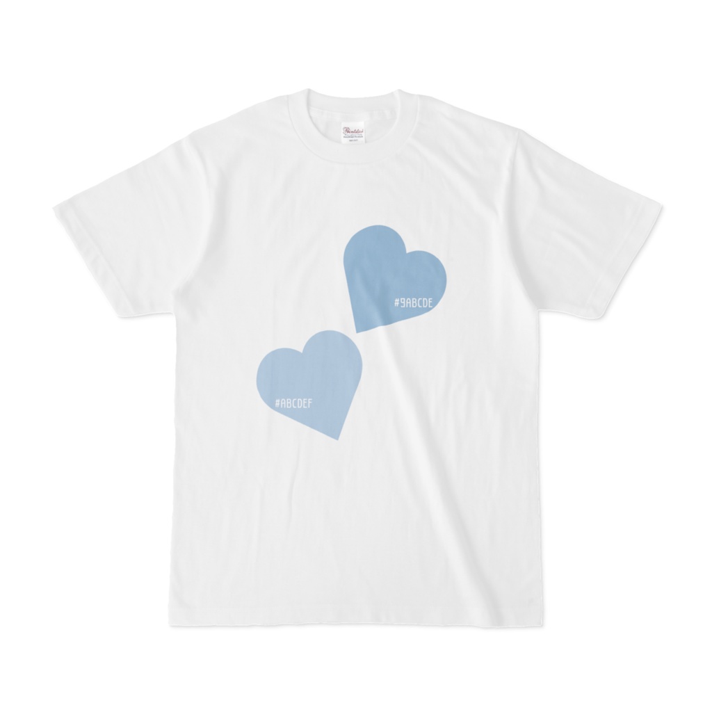 16進数でできた青いハートTシャツ