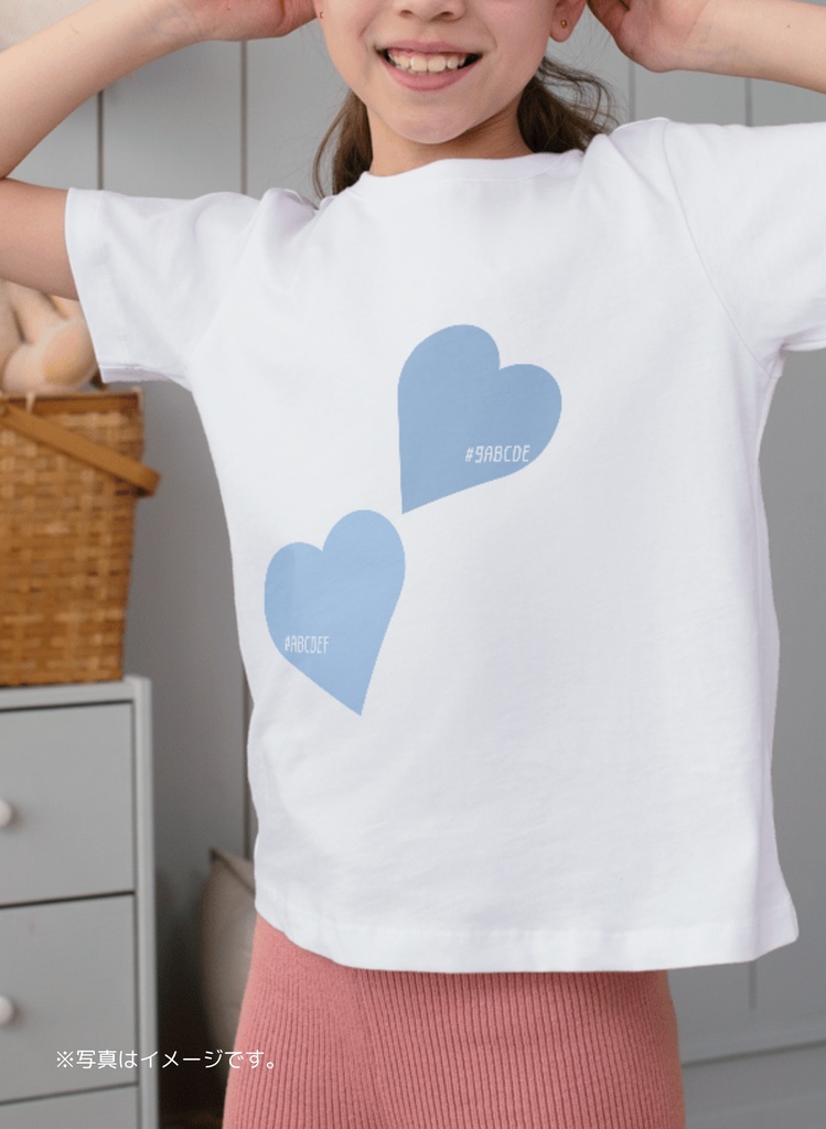 for Kids🩷 16進数でできた青いハートTシャツ