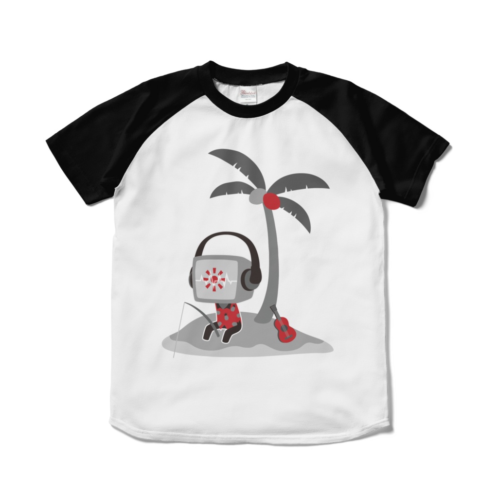 【TVman5】ラグランTシャツ【モノクロ】