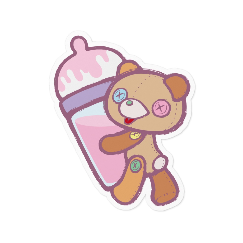 【Button Eyes * Bear】ステッカー（１００ｍｍ）