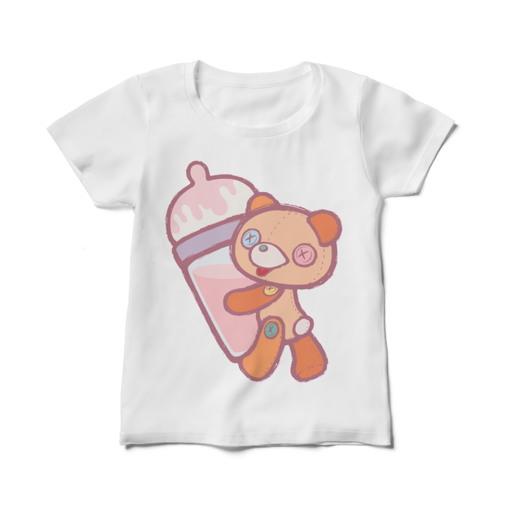 【Button Eyes * Bear】レディース白Tシャツ