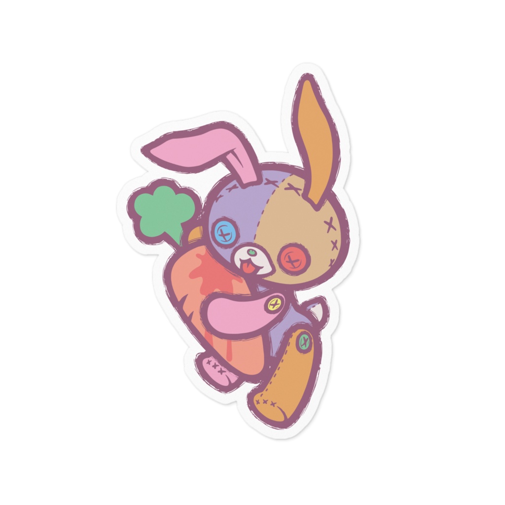 【Button Eyes * Rabbit】ステッカー(100mm)
