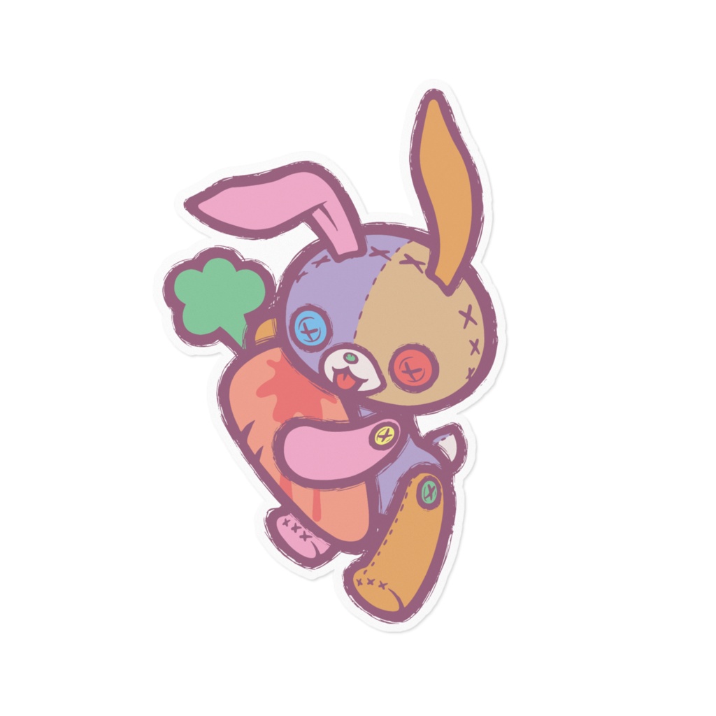 【Button Eyes * Rabbit】ステッカー（１６０ｍｍ）