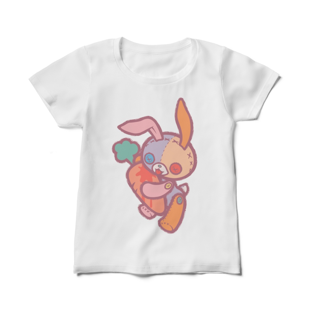 【Button Eyes * Rabbit】レディース白Tシャツ