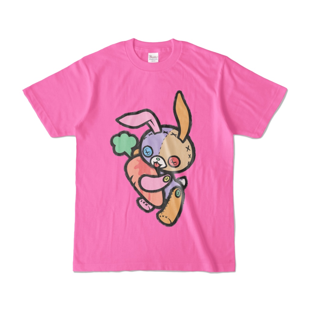 【Button Eyes * Rabbit】濃色カラーTシャツ②×カラフル②