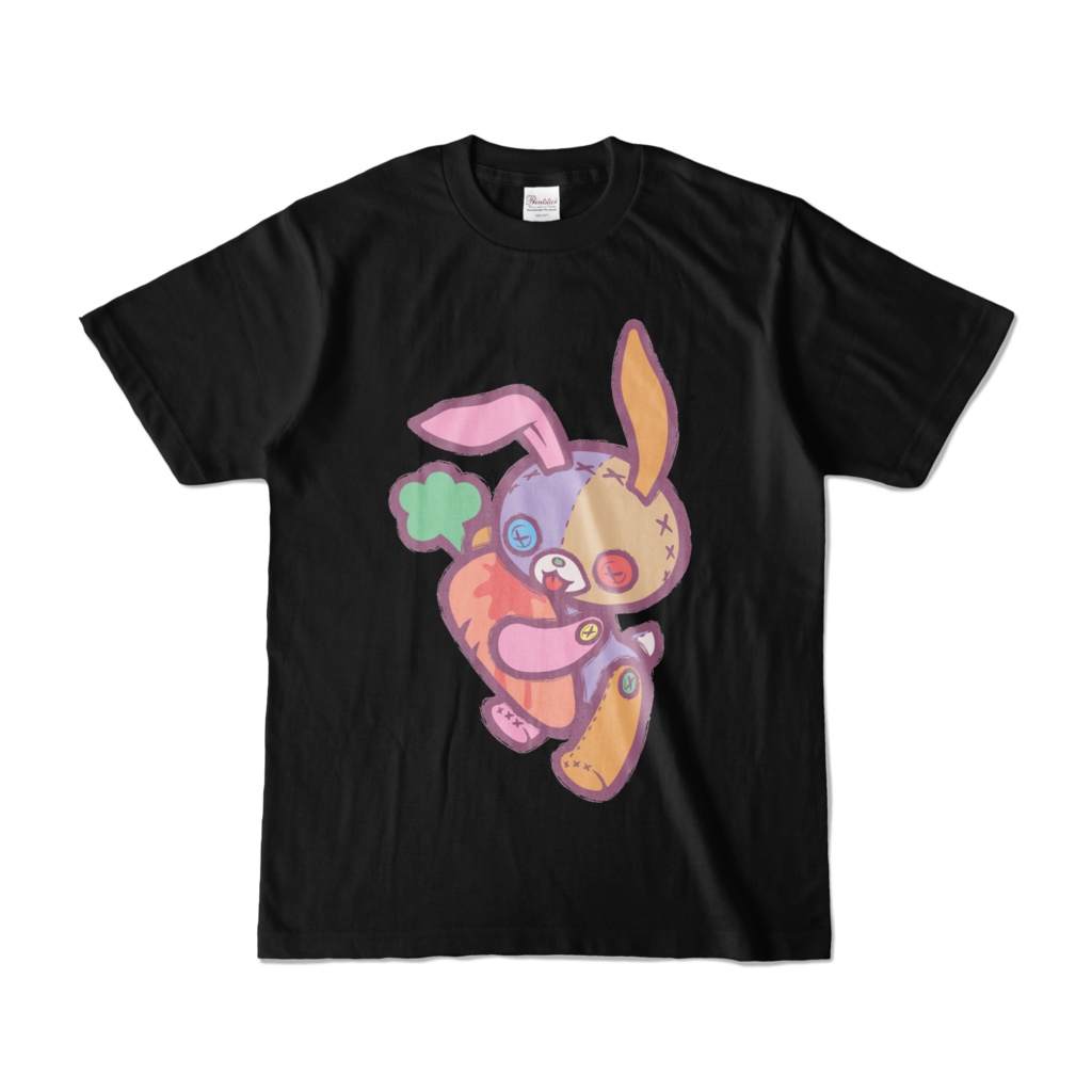 【Button Eyes * Rabbit】濃色カラーＴシャツ①×カラフル①