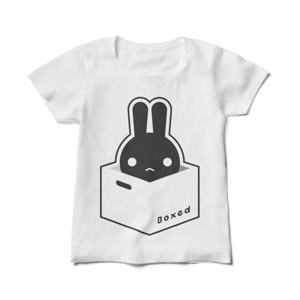 【Boxed * Rabbit】レディース白Ｔ（黒Ver）