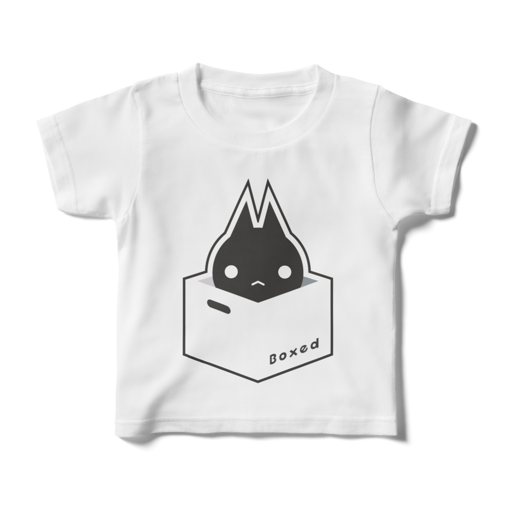 【Boxed * Cat】キッズ白T(黒Ver)