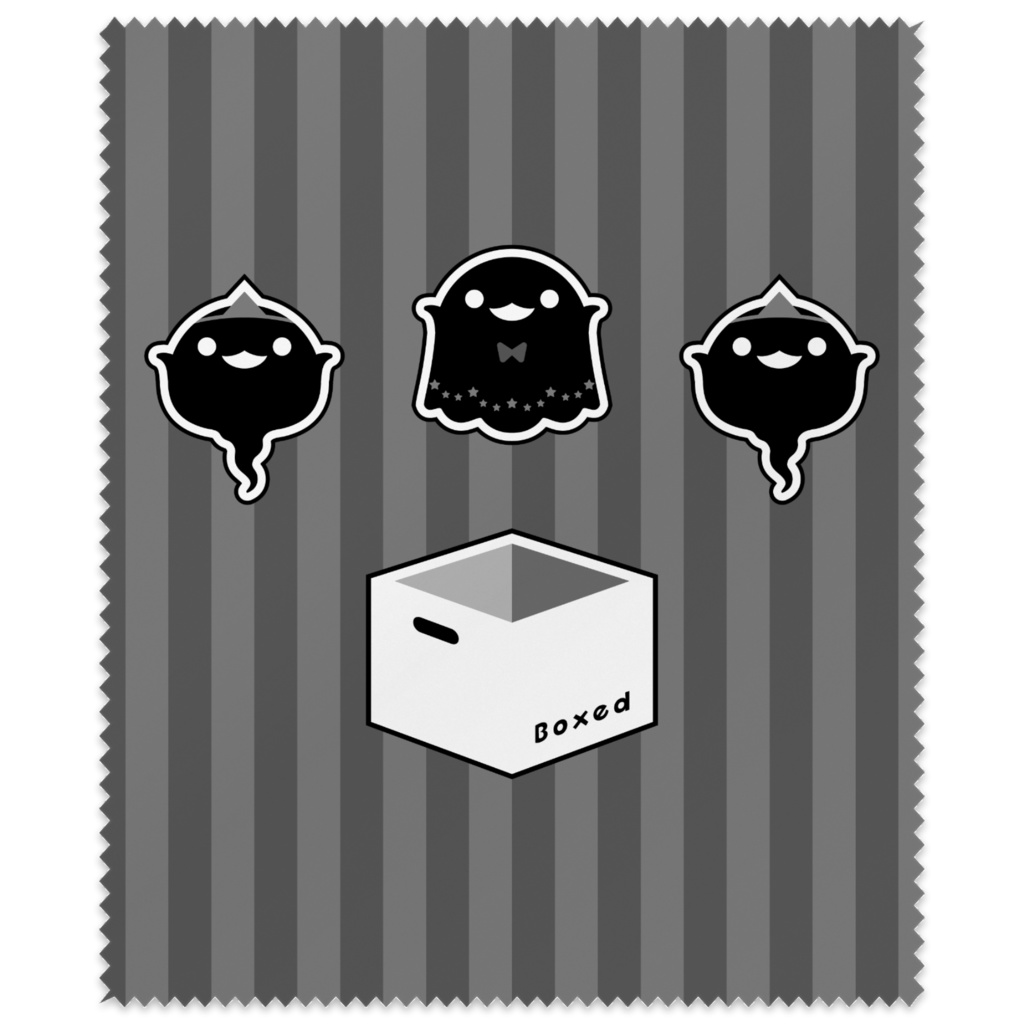 【Boxed * Yobake】メガネ拭き(複:黒Ver)