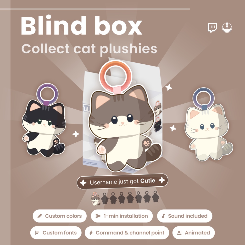 Twitch Cat Blind Box Widget: Animated Stream Overlay (Digital download)