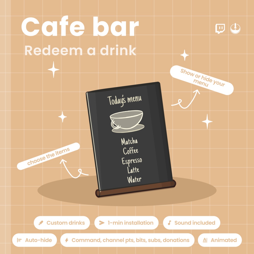 Interactive Coffee Machine Twitch Overlay - Customizable Animated Stream Widget - Barista VTuber (Digital Download)