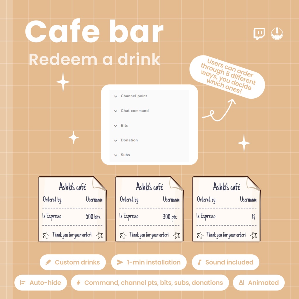 Interactive Coffee Machine Twitch Overlay - Customizable Animated Stream Widget - Barista VTuber (Digital Download)
