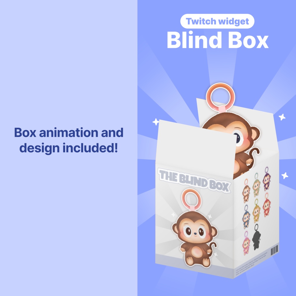 Twitch Blind Box Widget: Interactive Stream Overlay with Collectible Monkey Plushies