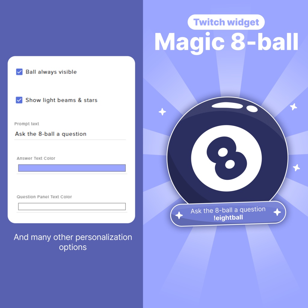 Interactive Magic 8 Ball Twitch Widget Game: Animated VTuber Streaming Overlay (Digital Download)