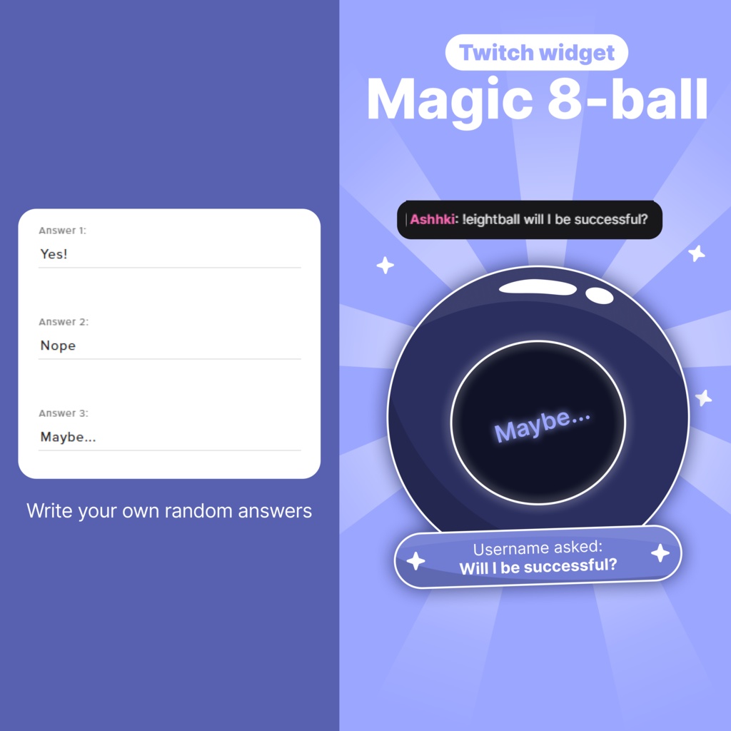 Interactive Magic 8 Ball Twitch Widget Game: Animated VTuber Streaming Overlay (Digital Download)