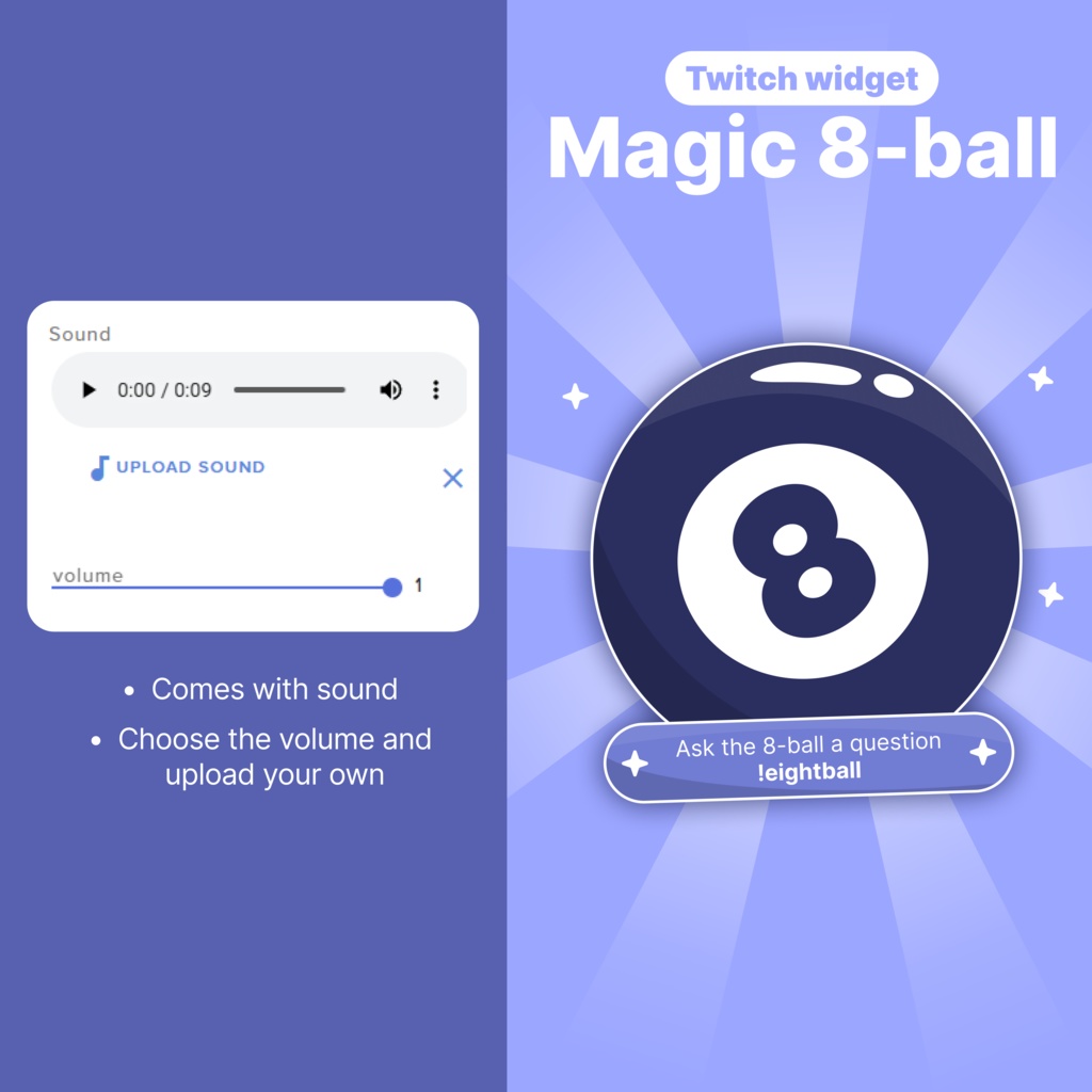 Interactive Magic 8 Ball Twitch Widget Game: Animated VTuber Streaming Overlay (Digital Download)
