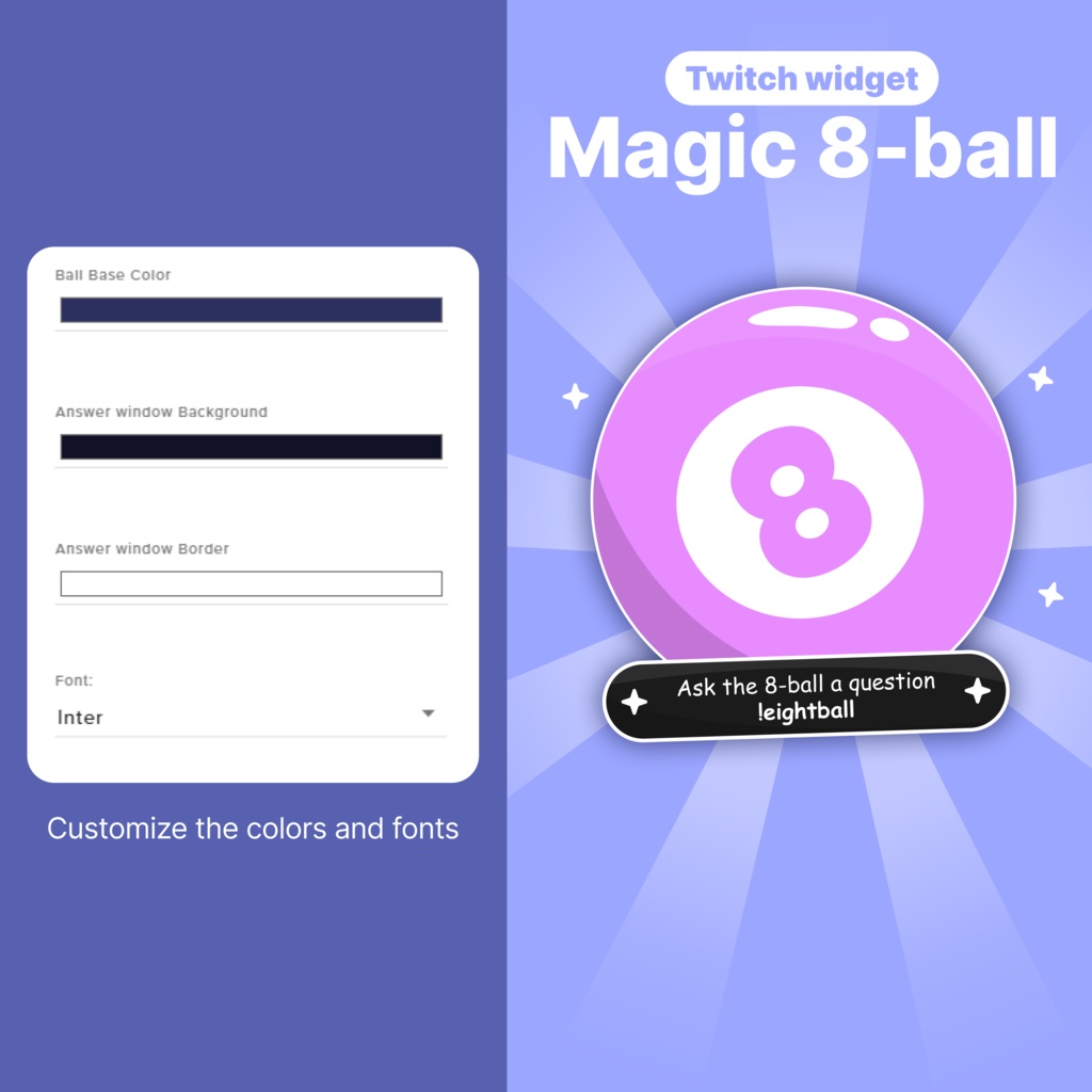 Interactive Magic 8 Ball Twitch Widget Game: Animated VTuber Streaming Overlay (Digital Download)