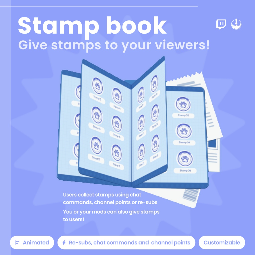 Animated Twitch Stamp Book Widget: Viewer Rewards, Channel Points, Daily Check-in (Digital Download)