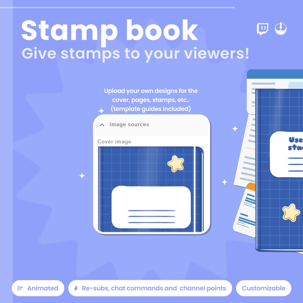 Animated Twitch Stamp Book Widget: Viewer Rewards, Channel Points, Daily Check-in (Digital Download)
