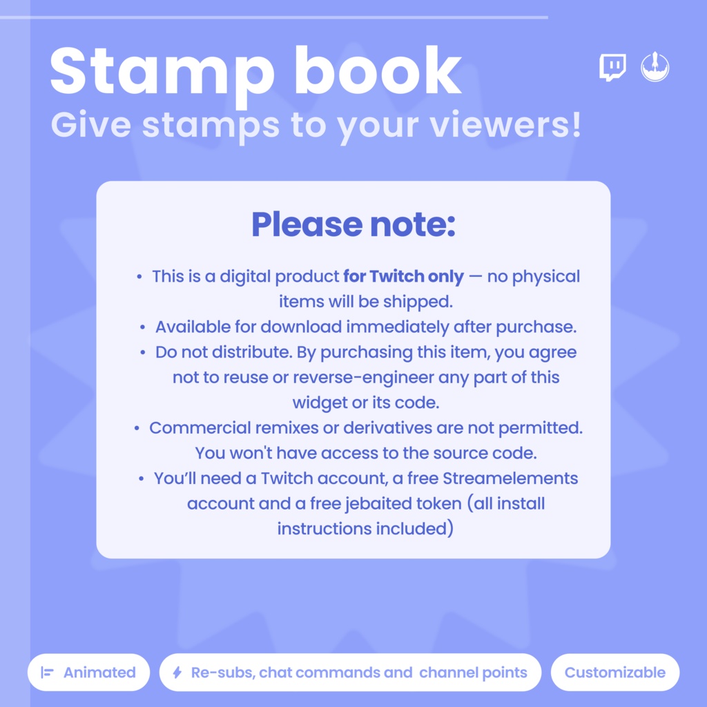 Animated Twitch Stamp Book Widget: Viewer Rewards, Channel Points, Daily Check-in (Digital Download)