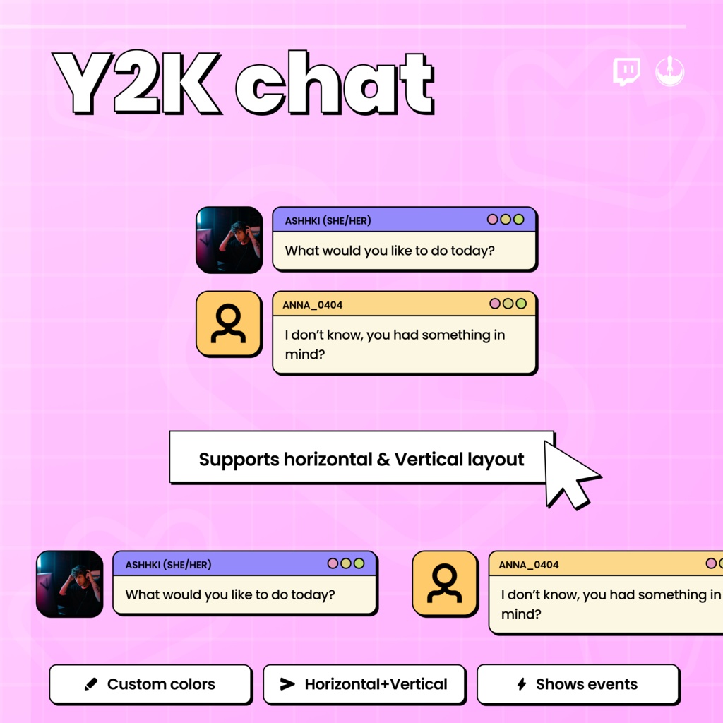 Y2K Retro Twitch Chat Overlay Widget: Animated Stream Overlay (Digital Download)