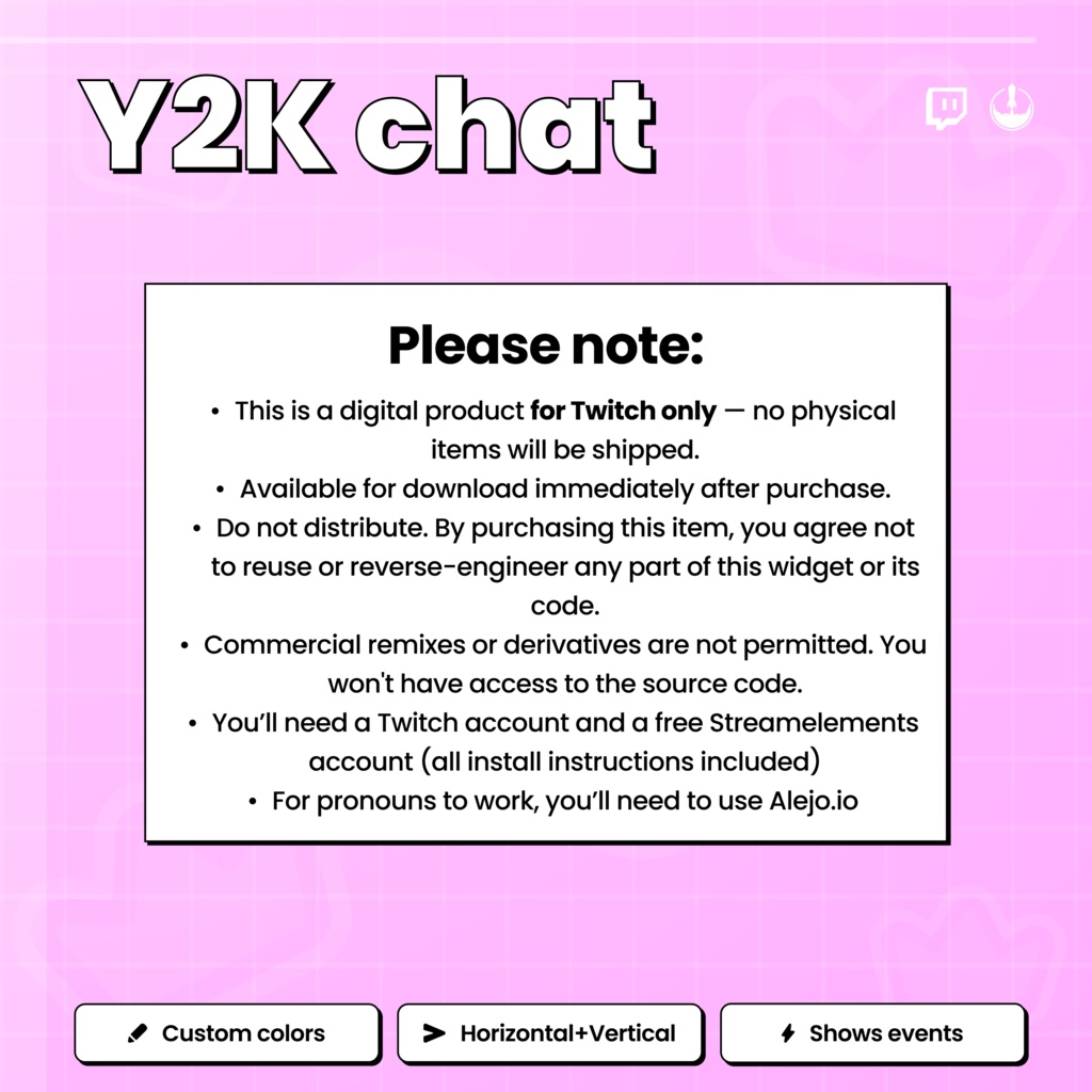 Y2K Retro Twitch Chat Overlay Widget: Animated Stream Overlay (Digital Download)