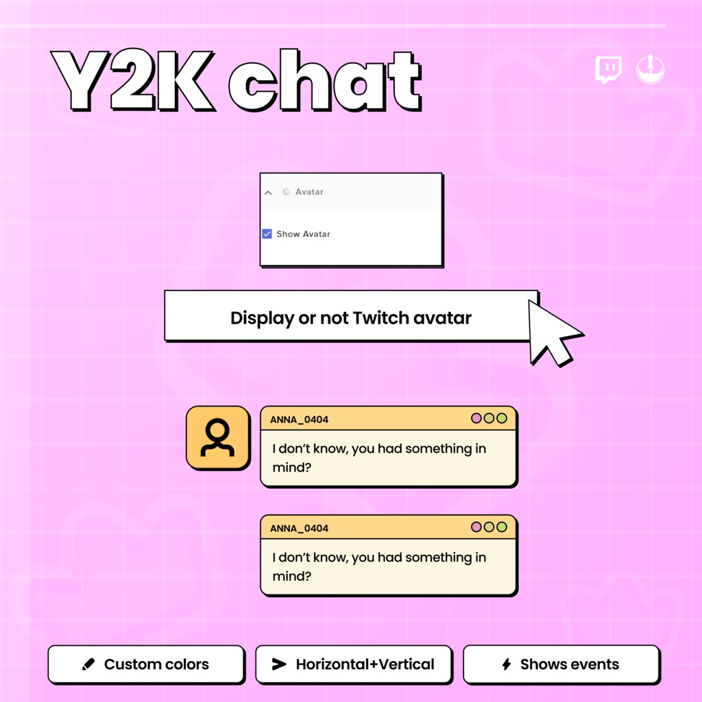 Y2K Retro Twitch Chat Overlay Widget: Animated Stream Overlay (Digital Download)