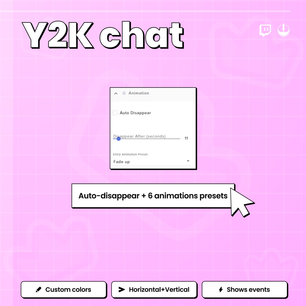 Y2K Retro Twitch Chat Overlay Widget: Animated Stream Overlay (Digital Download)