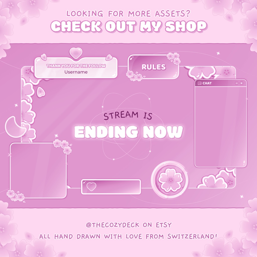 Pink Sakura Animated Stream Transition For Twitch, YouTube, Kick: Cozy Flower Overlay (Digital Download)