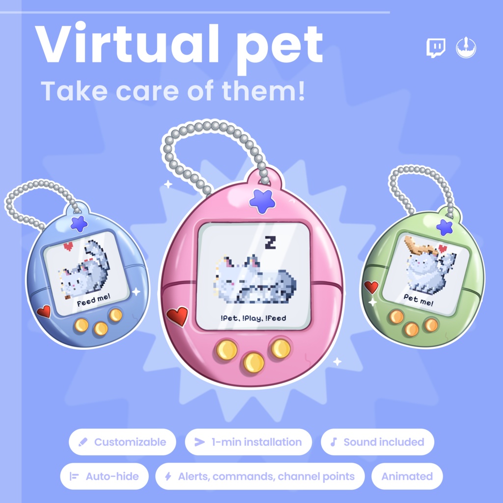 Animated Pixel Art Twitch Cat Pet Widget: Twitch Stream Overlay (Digital Download)