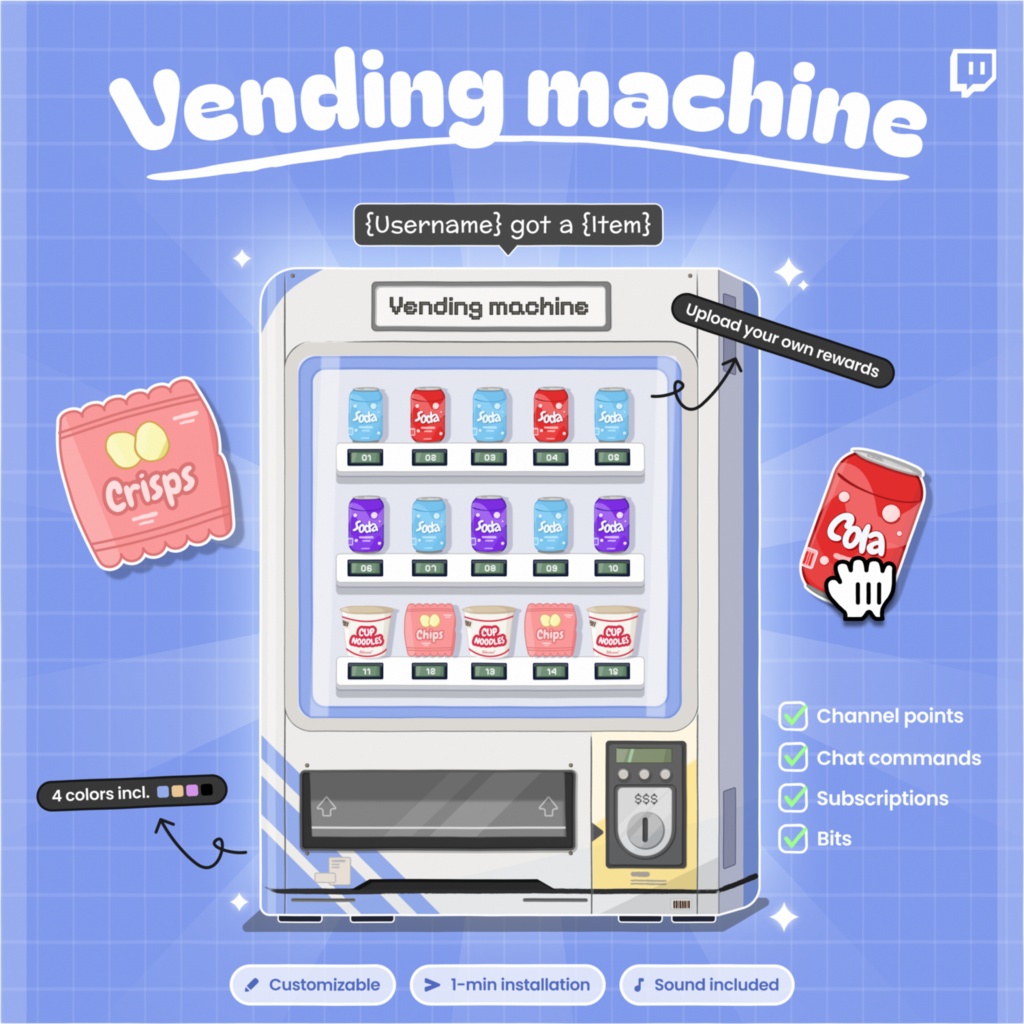 Custom Vending Machine Twitch Widget - Interactive & Animated Stream Overlay - Lootbox (Digital Download)