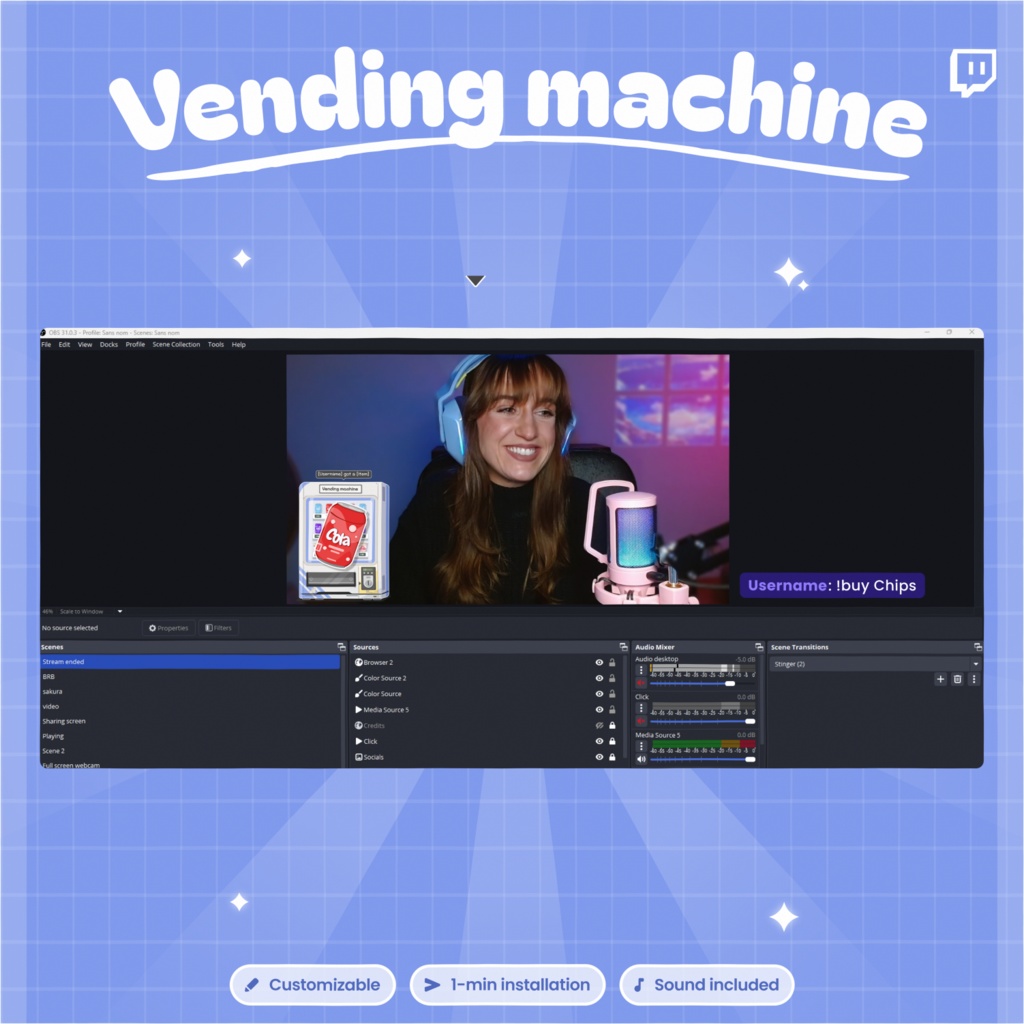 Custom Vending Machine Twitch Widget - Interactive & Animated Stream Overlay - Lootbox (Digital Download)