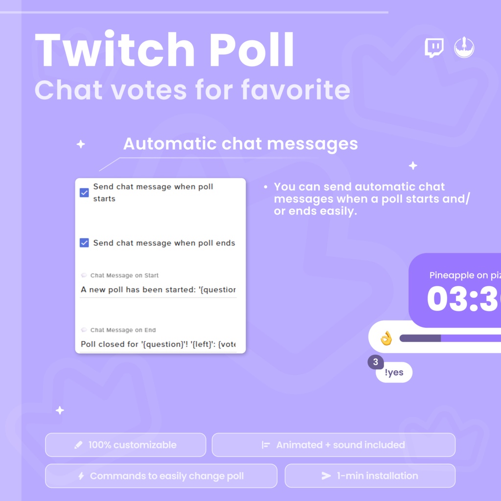 Interactive Twitch Poll Widget | Chat Voting Overlay | Animated Emoji Poll Timer for Streamers | Q&A