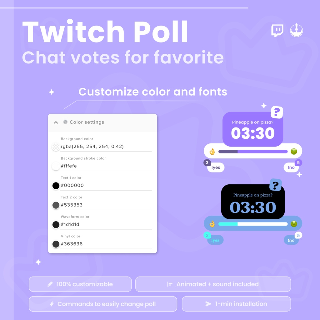 Interactive Twitch Poll Widget | Chat Voting Overlay | Animated Emoji Poll Timer for Streamers | Q&A