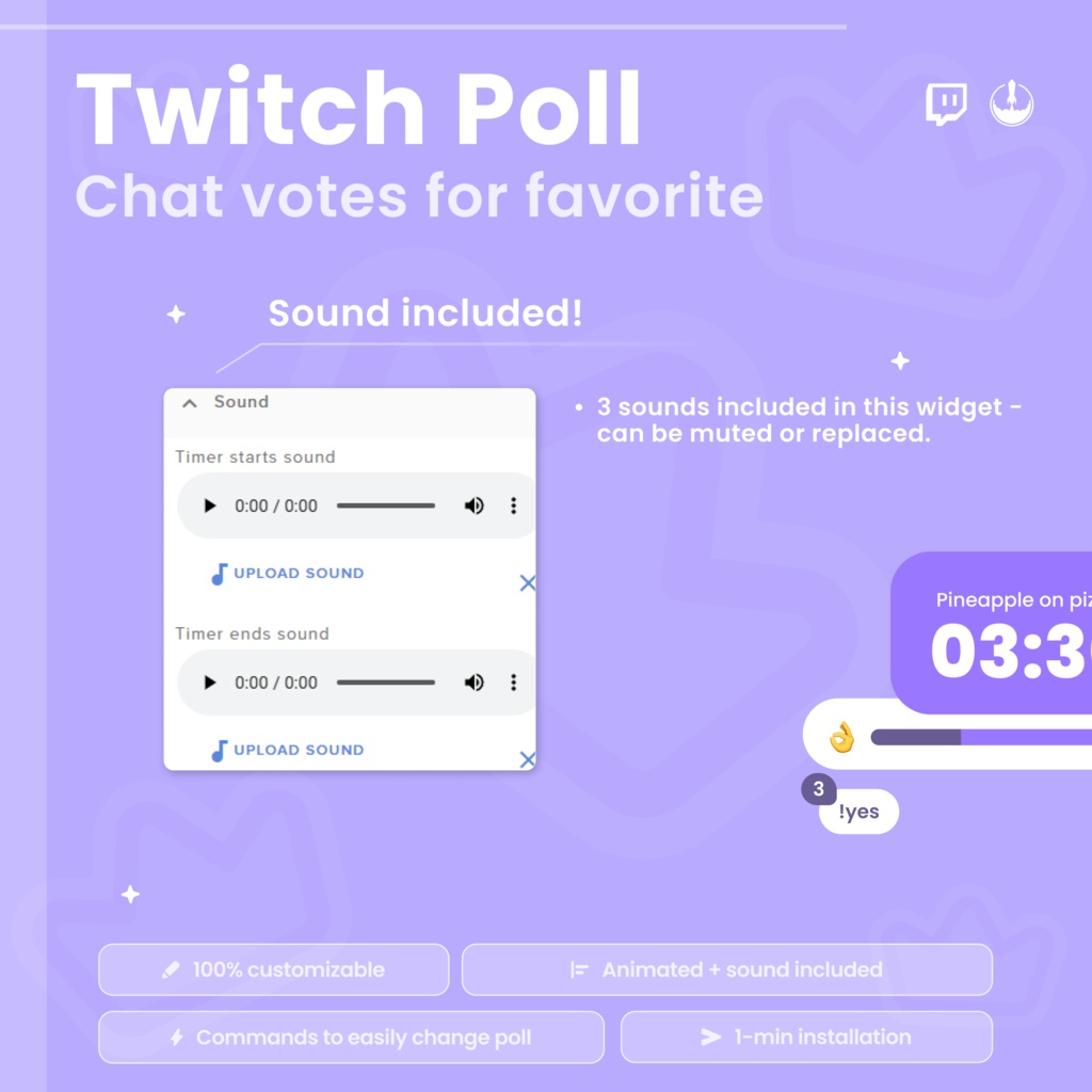Interactive Twitch Poll Widget | Chat Voting Overlay | Animated Emoji Poll Timer for Streamers | Q&A
