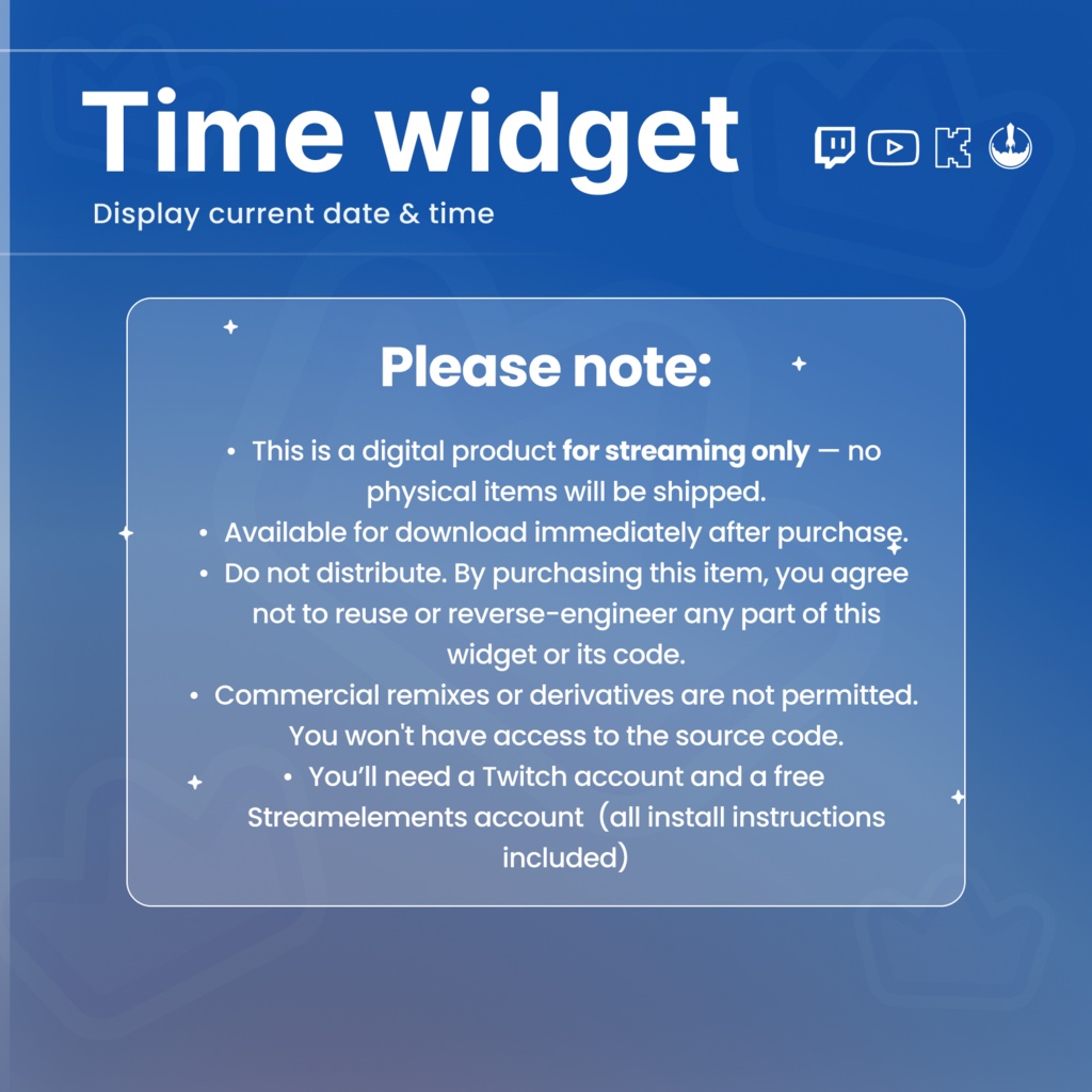 Dynamic Date & Time Widget – Sunrise, Day, Sunset, Night Themes, Rain, Snow, Wind Effects, for Twitch, Kick, Tiktok, Youtube