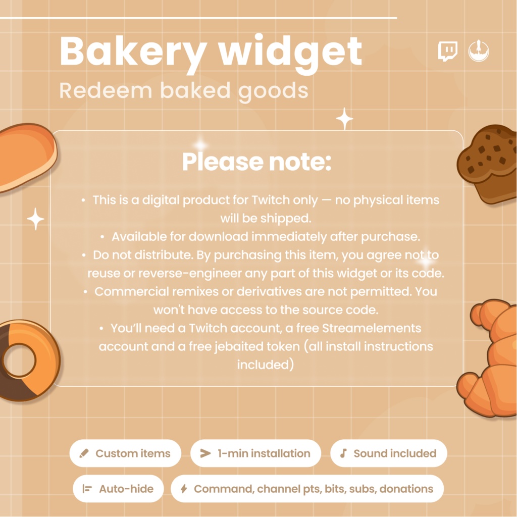 Interactive Bakery oven Twitch Overlay - Customizable Animated Bread Stream Widget - Cafe VTuber (Digital Download)