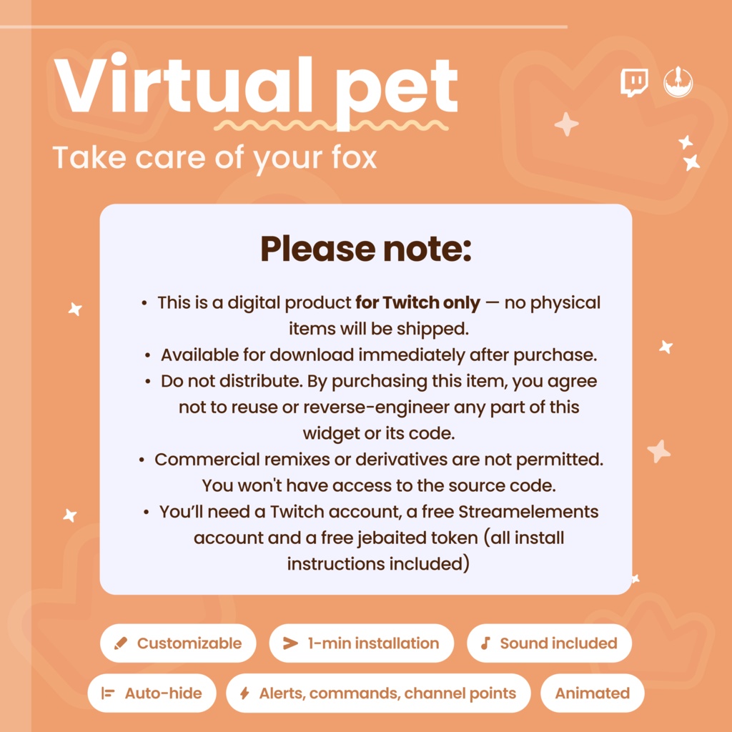 Animated Pixel Art Twitch Fox Pet Widget: Twitch Stream Overlay