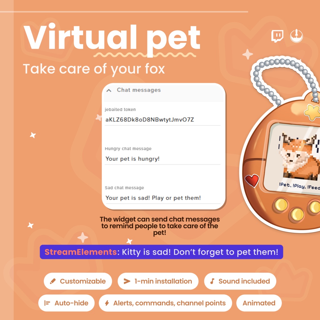 Animated Pixel Art Twitch Fox Pet Widget: Twitch Stream Overlay