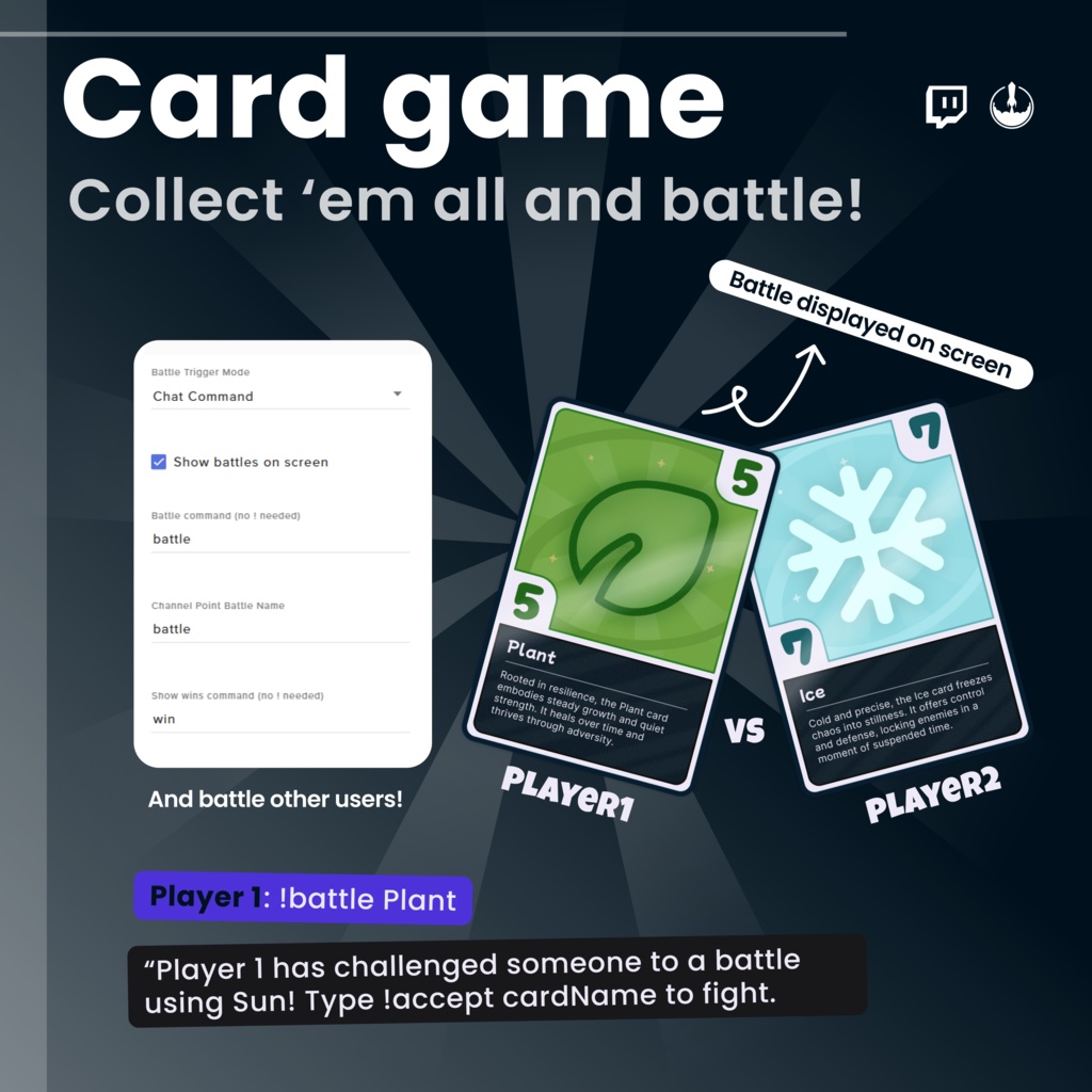 Twitch Card Widget (TCG) Game: Collect and battle with cards - VTuber alerts