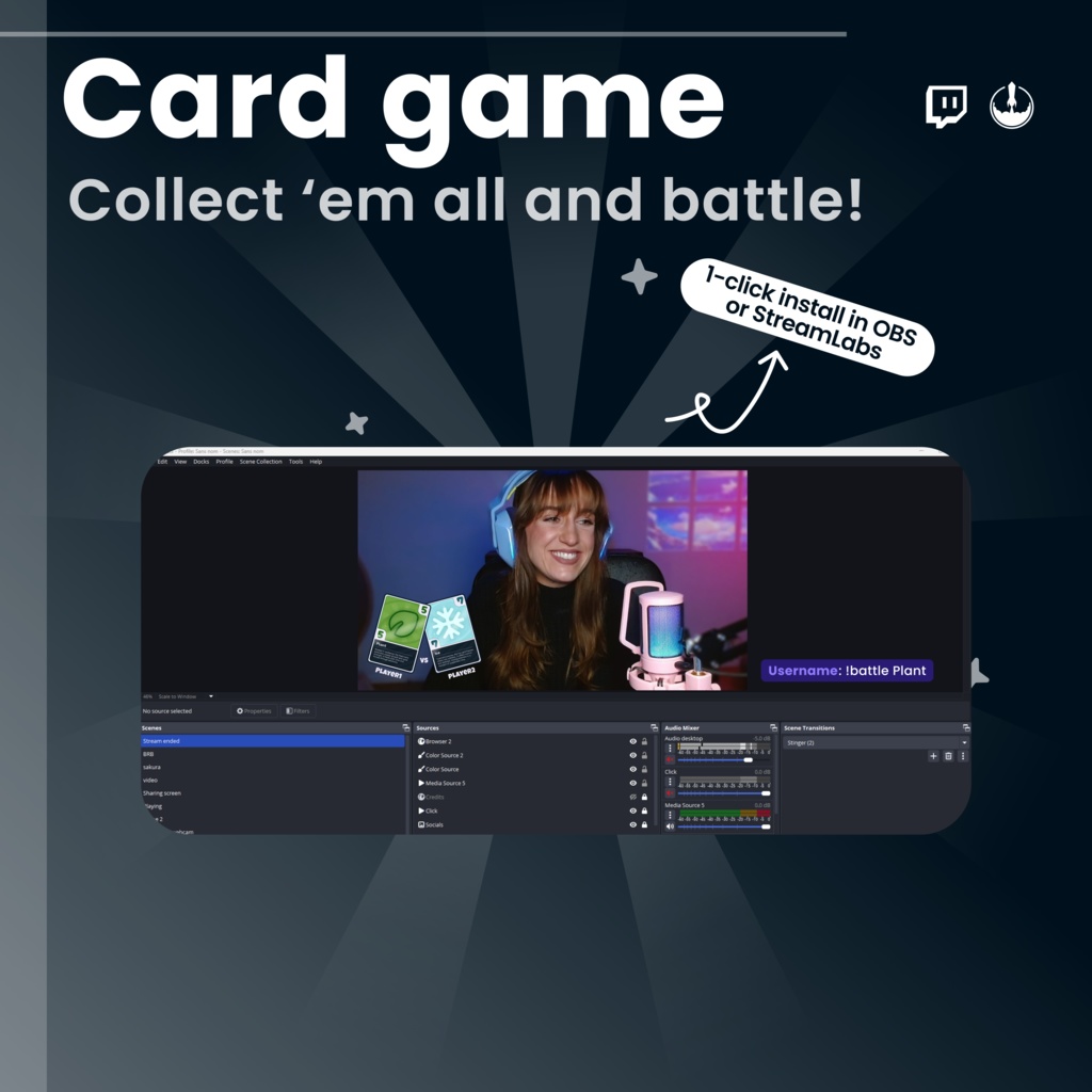 Twitch Card Widget (TCG) Game: Collect and battle with cards - VTuber alerts