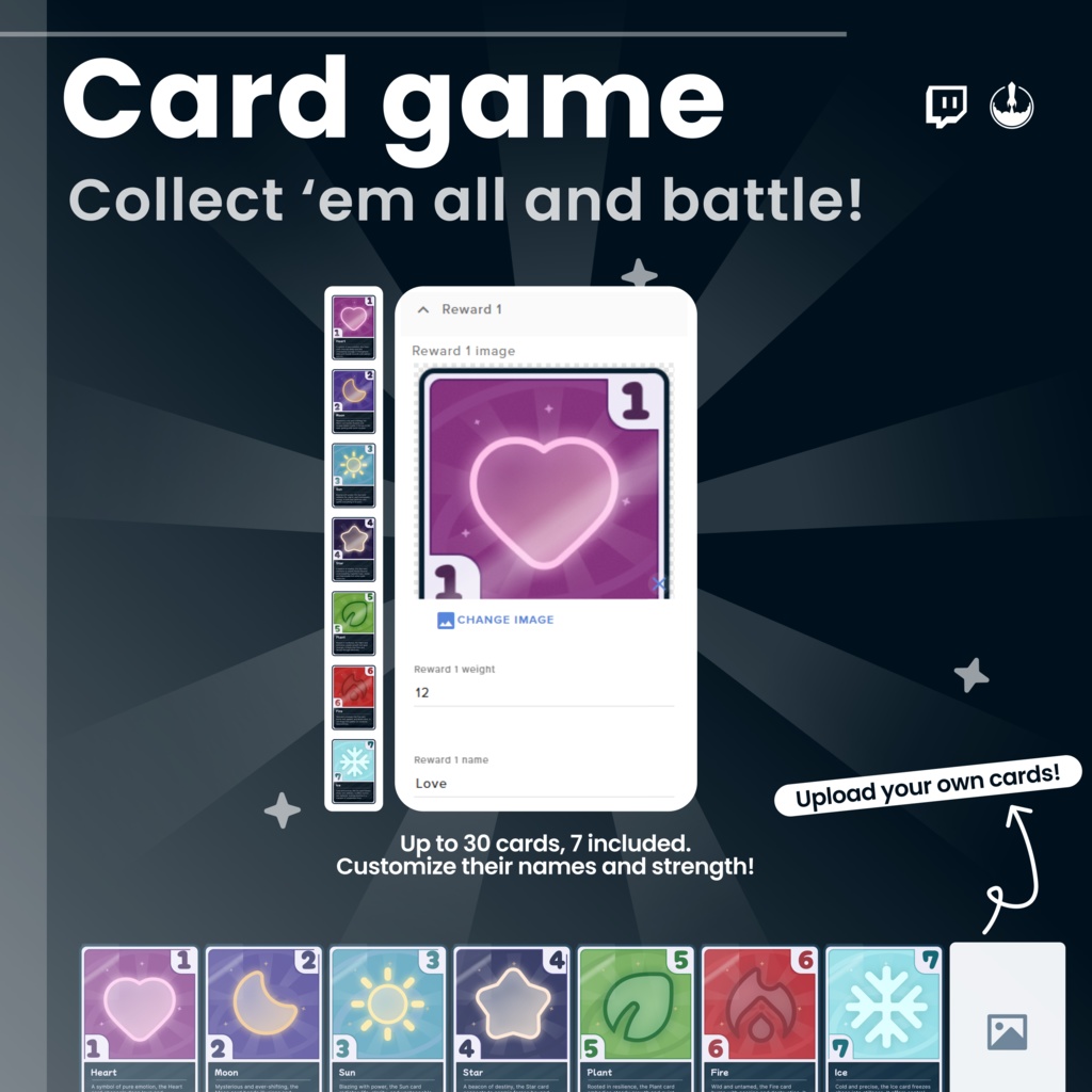 Twitch Card Widget (TCG) Game: Collect and battle with cards - VTuber alerts