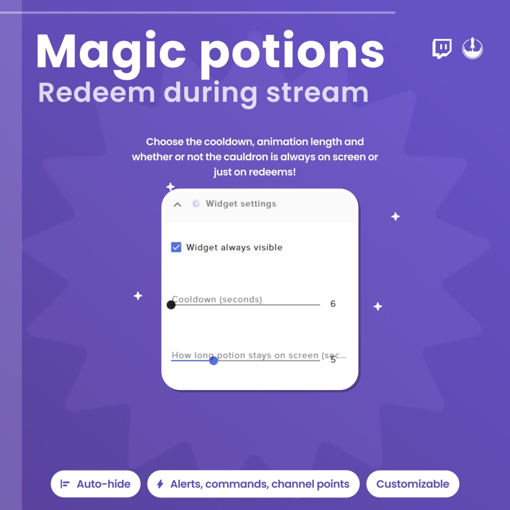 Halloween Twitch Potion Widget, Interactive Cauldron Widget: VTuber Asset Animated Stream Overlay (Instant Download)