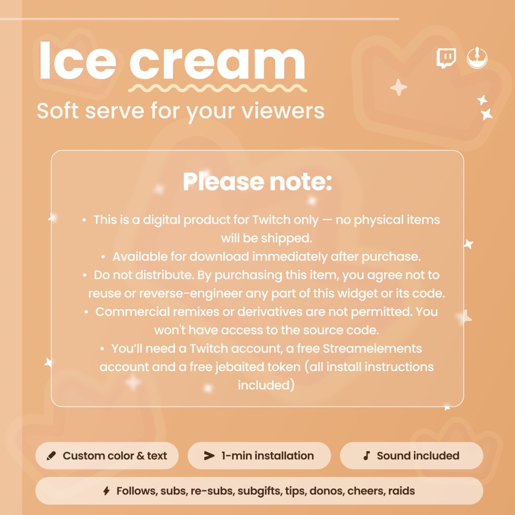 Interactive Twitch Ice cream Widget - Customizable Animated Twitch Overlay