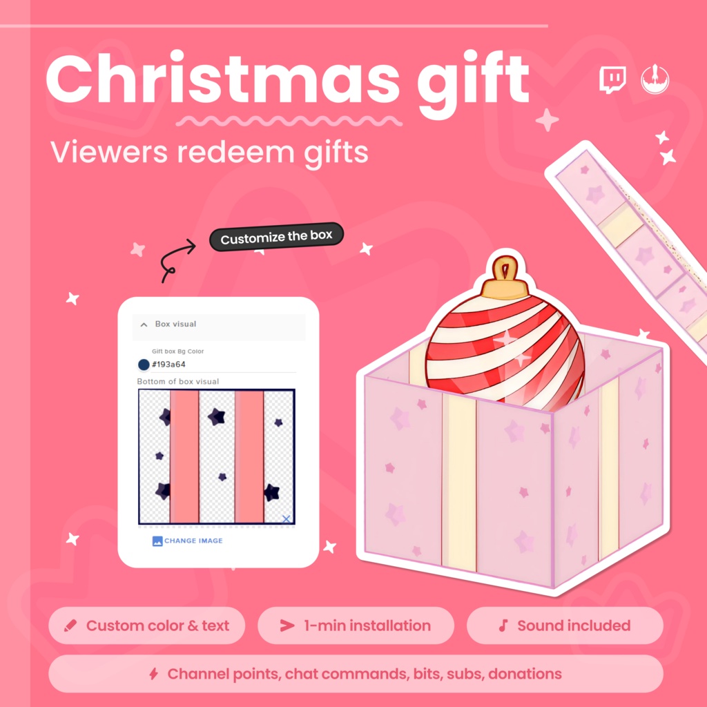 Interactive Twitch Gift Widget Overlay - Viewer Reward System, Customizable Animated Blind box Widget
