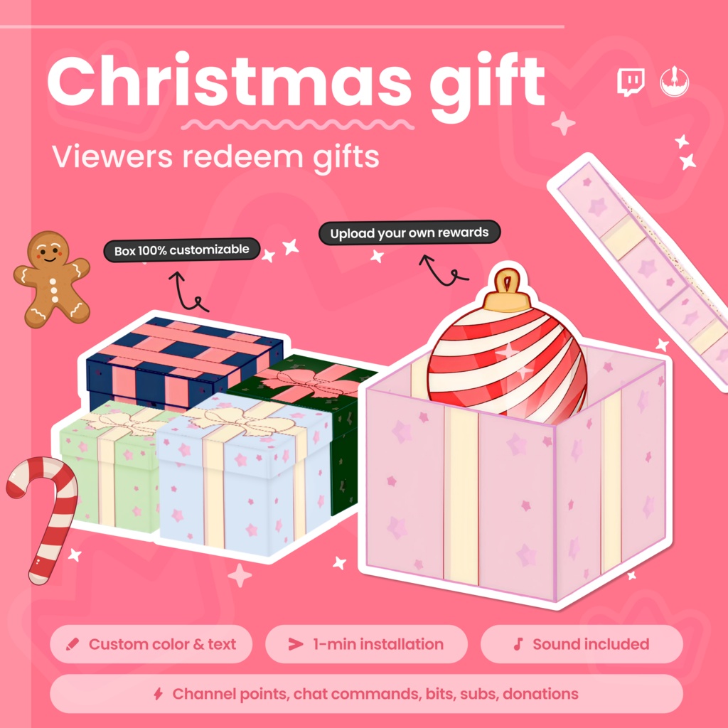 Interactive Twitch Gift Widget Overlay - Viewer Reward System, Customizable Animated Blind box Widget