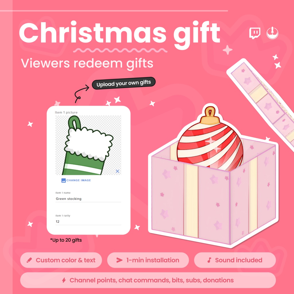 Interactive Twitch Gift Widget Overlay - Viewer Reward System, Customizable Animated Blind box Widget