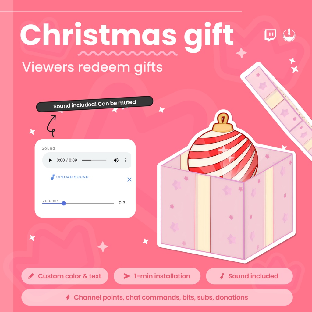 Interactive Twitch Gift Widget Overlay - Viewer Reward System, Customizable Animated Blind box Widget
